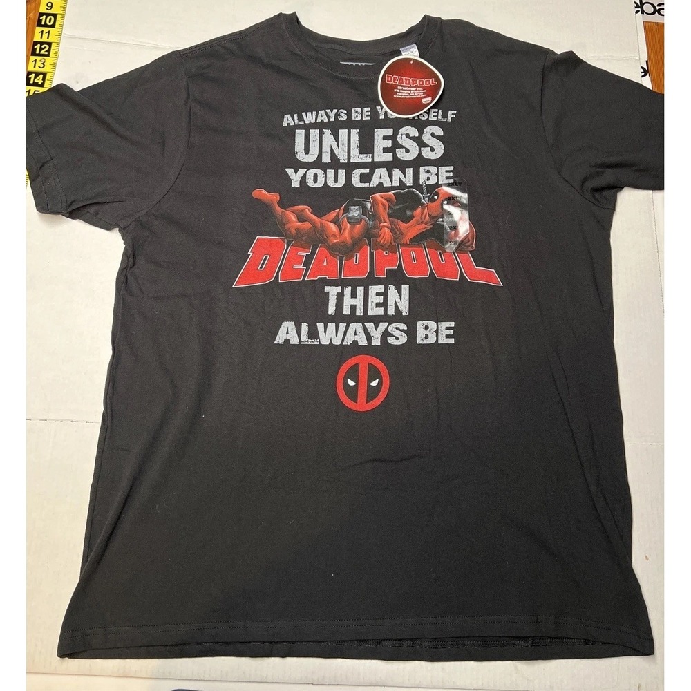 Marvel Deadpool Streetwear T Shirt Men's Size XXL Black Bold Print On Front‎ NWT